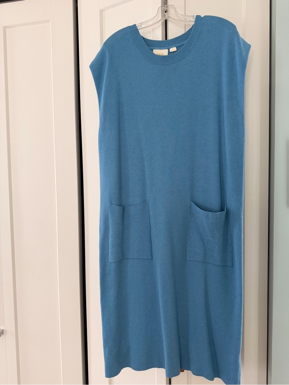 Maeve Blue Sleeveless Knit Pocket Dress